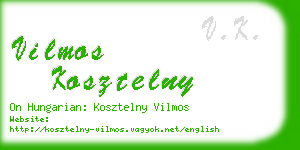 vilmos kosztelny business card